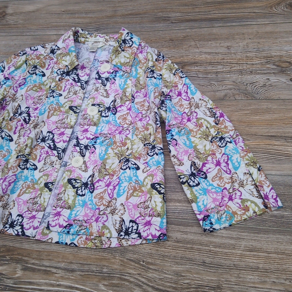 Butterfly Patterned Button Down Front Blazer Jack… - image 4